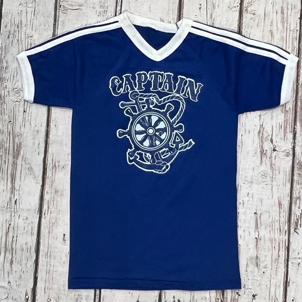 Vintage 1980s Single Stitch Captain Sailing Sailor Ship 80s Tshirt